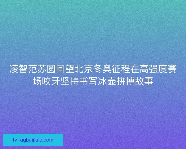凌智范苏圆回望北京冬奥征程在高强度赛场咬牙坚持书写冰壶拼搏故事